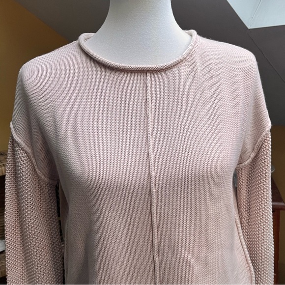 Rails Women XS Sweater Erin Sand Washed Blush Pink Textured Long Sleeve - Picture 4 of 9